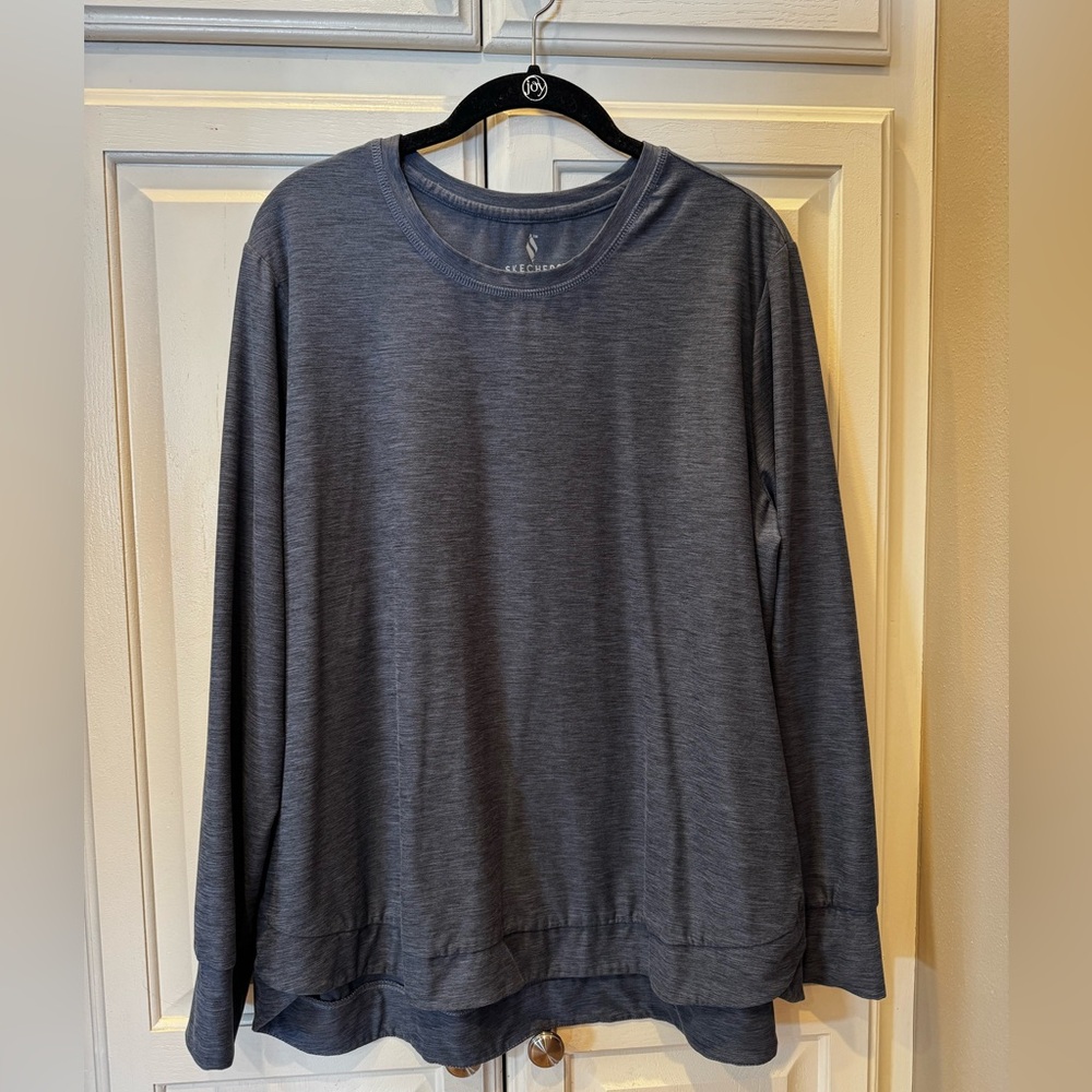 Sketchers LA Pullover Long Sleeve Top Curved hem Soft Stretchy Women's XL